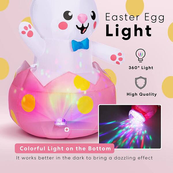VIVOHOME 4 ft. Height Easter Bunny Inflatable with Built-In