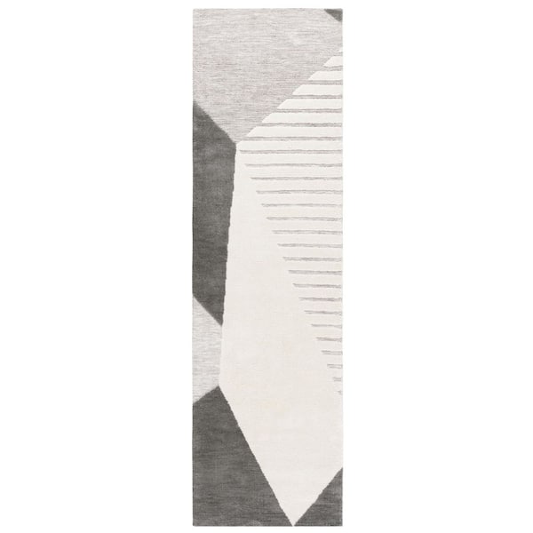 SAFAVIEH Audrey 2 ft. x 8 ft. Gray/Ivory Modern Geometric Runner Rug