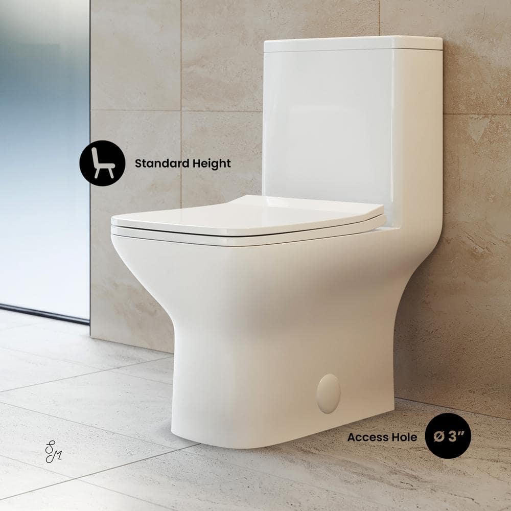 White High Efficiency Touchless Dual Flush One-Piece Toilet