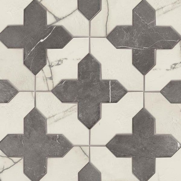 Merola Tile Istanbul Templar Shield Day with Night Cross 8-3/8 in. x 8-3/8 in. Porcelain Floor and Wall Tile (6.37 sq. ft. /Case)