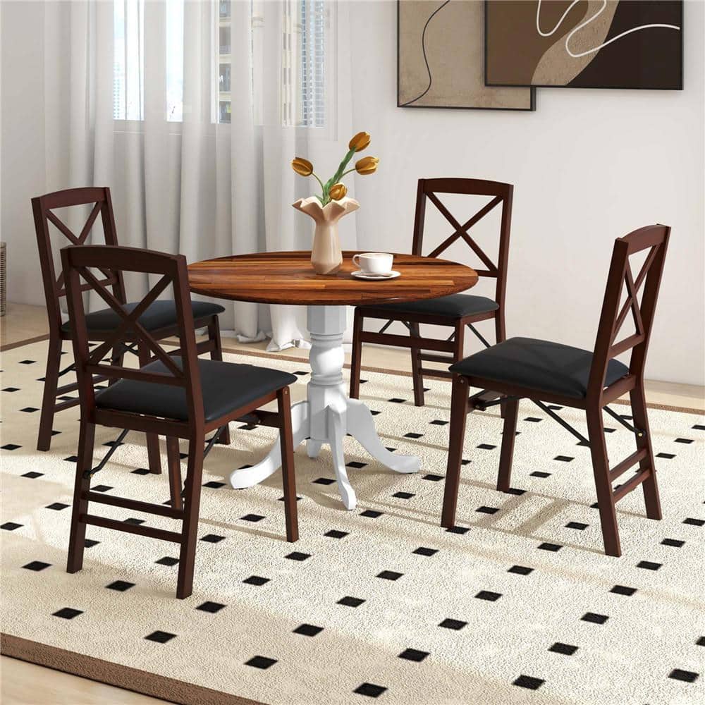 Rubber White and Walnut Wood 39 in. Pedestal Dining Table (Seats 4) price history on PriceWatchPro