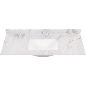 49 in. W x 22 in. D Stone Effect Vanity Top in Lunar with White Sink