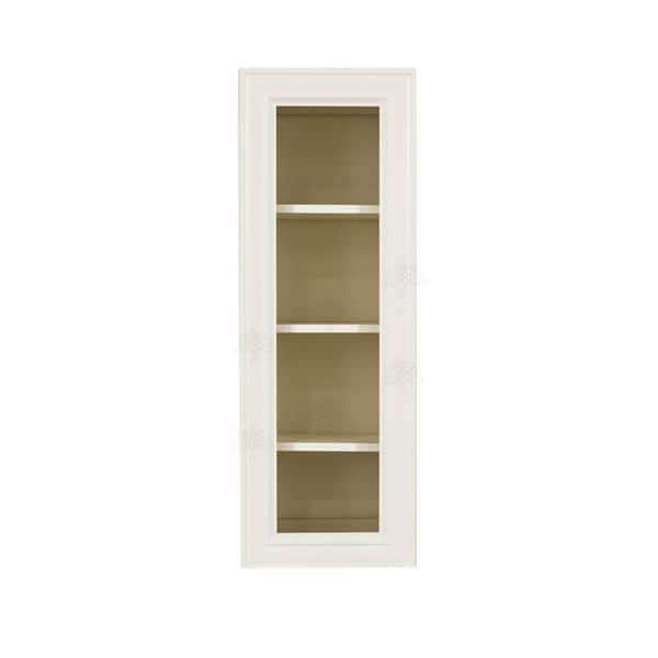 Princeton Assembled 12 in. x 42 in. x 12 in. Wall Mullion Door Cabinet with 1-Door 3-Shelves in Off-White