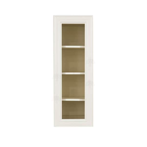 LIFEART CABINETRY Princeton Assembled 15 in. x 42 in. x 12 in. Wall Mullion Door Cabinet with 1-Door 3-Shelves in Off-White