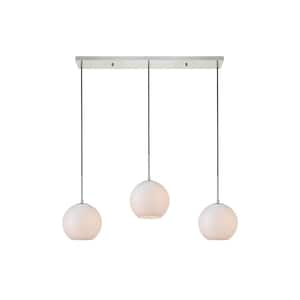 Timeless Home 36 in. 3-Light Chrome And Frosted White Pendant Light, Bulbs Not Included