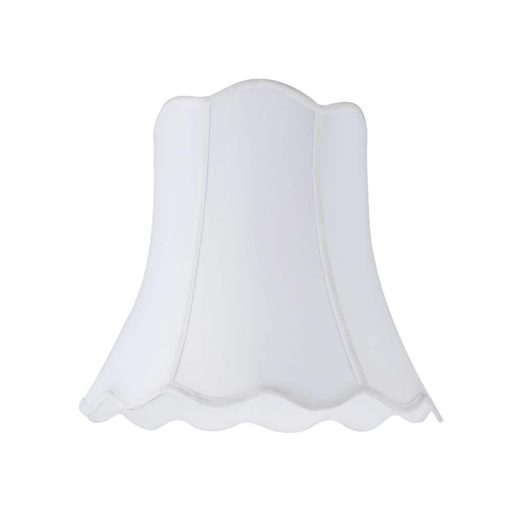 White Cotton Scallop Bell Lamp Shade, 16" Wide