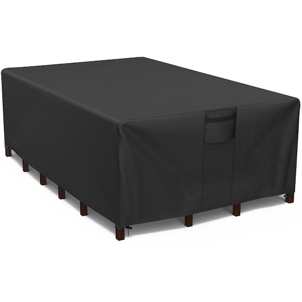 OVCRNIBI Patio Black Furniture Cover, 126 in. W x 63 in. D x 28 in. H, Heavy-Duty Waterproof and Anti-UV Outdoor Furniture Cover