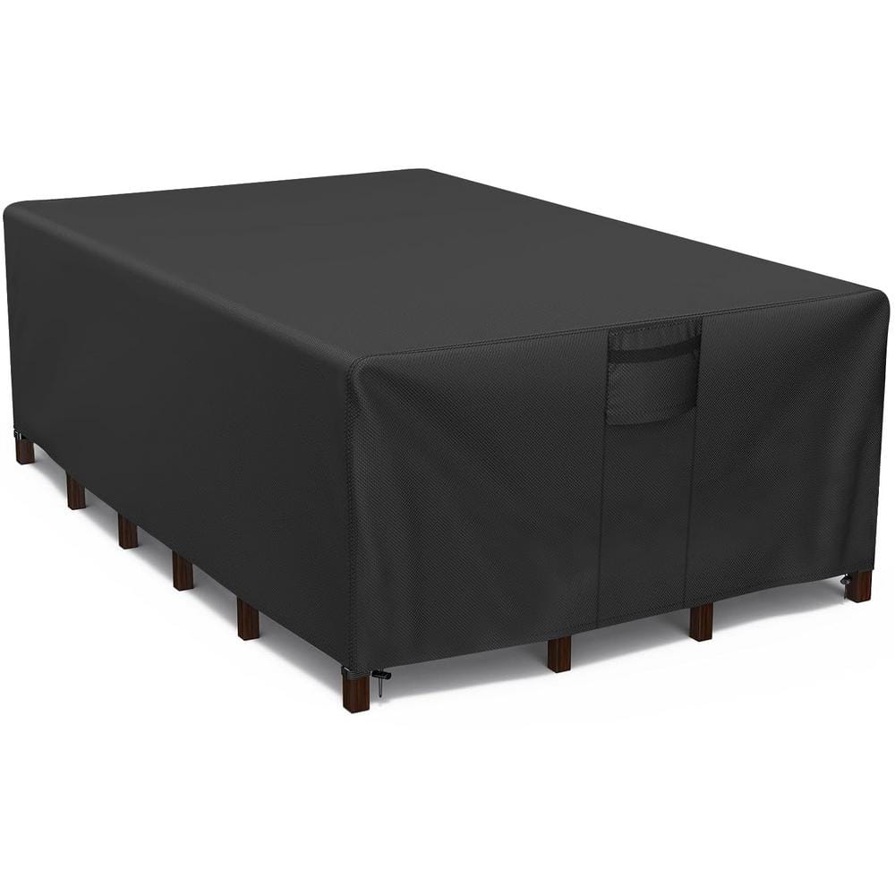 Patio Black Furniture Cover, 126 in. W x 63 in. D x 28 in. H, Heavy-Duty Wa
