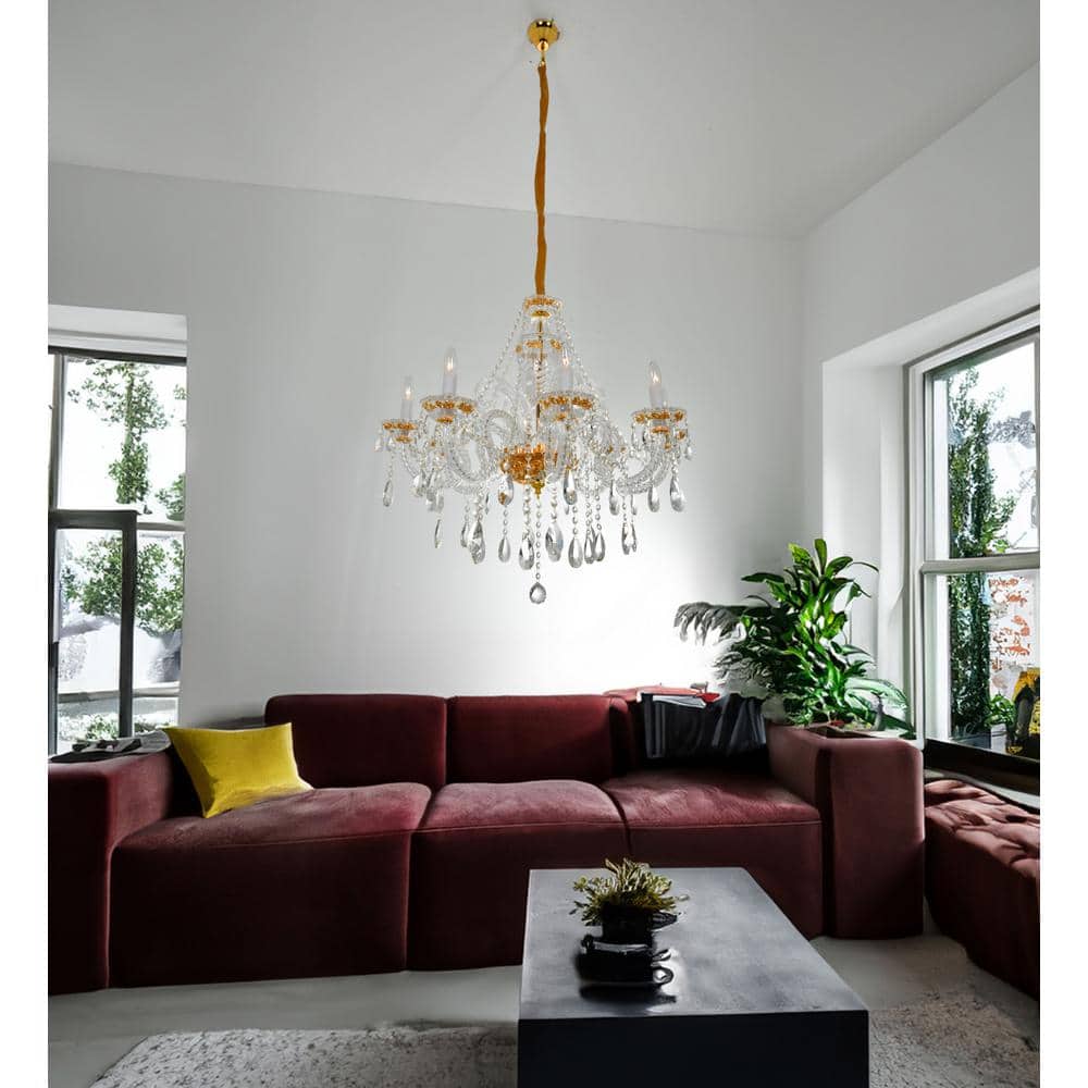 Opulent Gold and Crystal Tiered Empire Chandelier