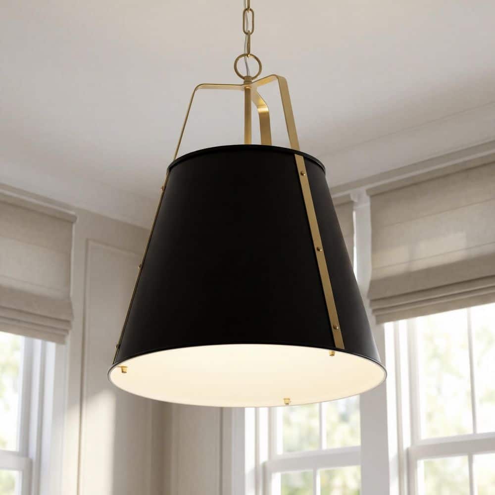 KICHLER Etcher 18 in. 2-Light Black and Champagne Bronze