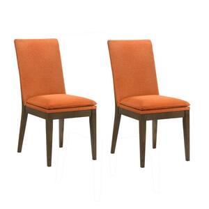 Orange and Walnut Brown Polyester Wooden Frame Dining Chairs (set of 2)