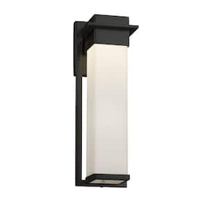 Fusion Pacific Matte Black LED Outdoor Wall Lantern Sconce with Opal Shade