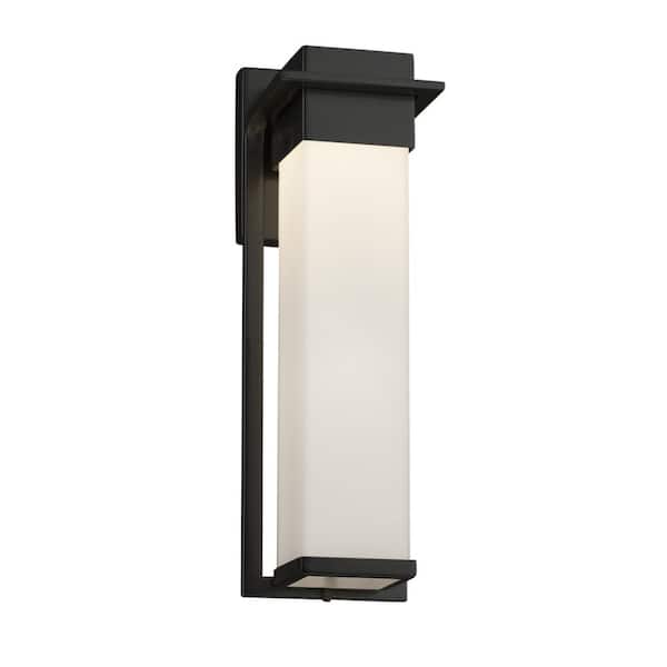 Fusion Pacific Matte Black LED Outdoor Wall Lantern Sconce with Opal Shade
