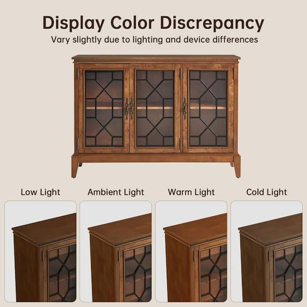 Morden Fort Rustic Burl Veneer Kitchen Cabinet 3 Door Cherry Wood