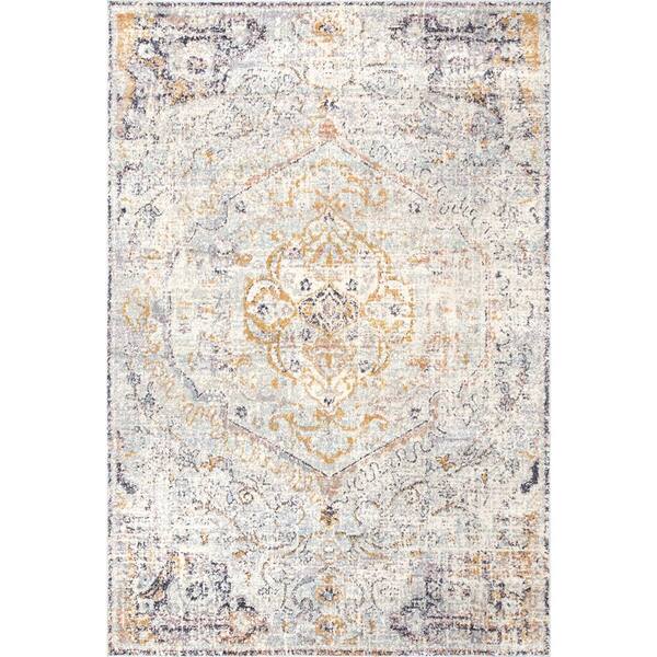 nuLOOM Maranda Vintage Medallion Beige 5 ft. x 8 ft. Area Rug