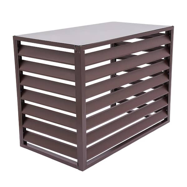 YIYIBYUS 43 in. x 23.62 in. x 31.5 in. Brown Aluminum Alloy Outdoor Garden Fence Outdoor Privacy Screen Air Conditioner Fence