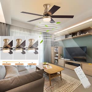 44 in. Integrated LED Indoor Gold 5 Wood Blades 6-Speed Reversible Motor Ceiling Fan with Remote