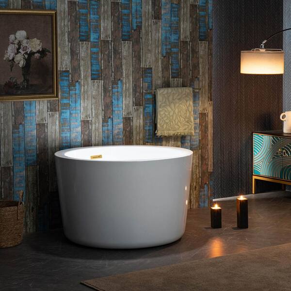 WOODBRIDGE 41 in. Acrylic FlatBottom Round Japanese Soaking