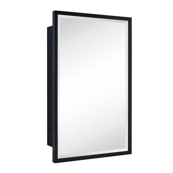 TEHOME Haddison 20 in. W x 30 in. H Rectangular Metal Framed Recessed Bathroom Medicine Cabinet with Mirror in Matt Black