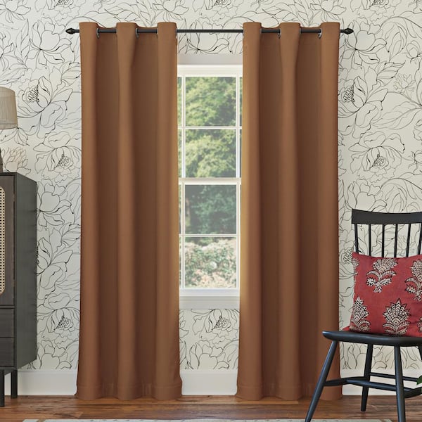 Sun Zero Gavin Energy Saving Sunbaked Brown Polyester 40 in. W x 84 in. L Grommet Blackout Curtain (Single Panel)