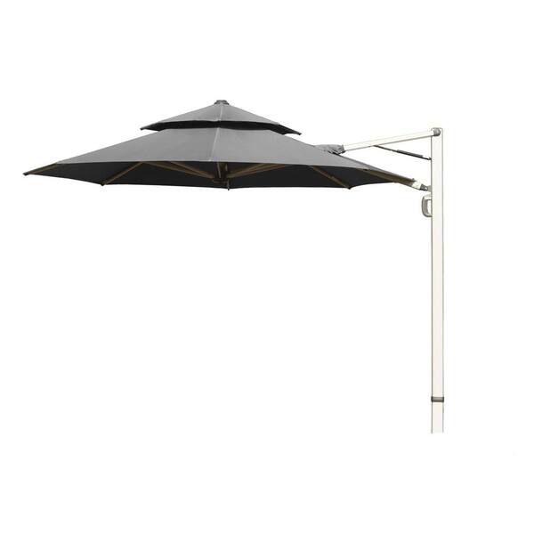 10 ft. Round Cantilever Patio Umbrella with Center Pole, 9-Rib Reinforced Frame, 5-Position Tilt Adjustment in Gray