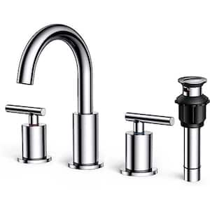 Chrome Bathroom Faucet 2-Handle Basin Faucet, 8 in. 3-Hole, Number of Pieces-4, Bath Accessory Set