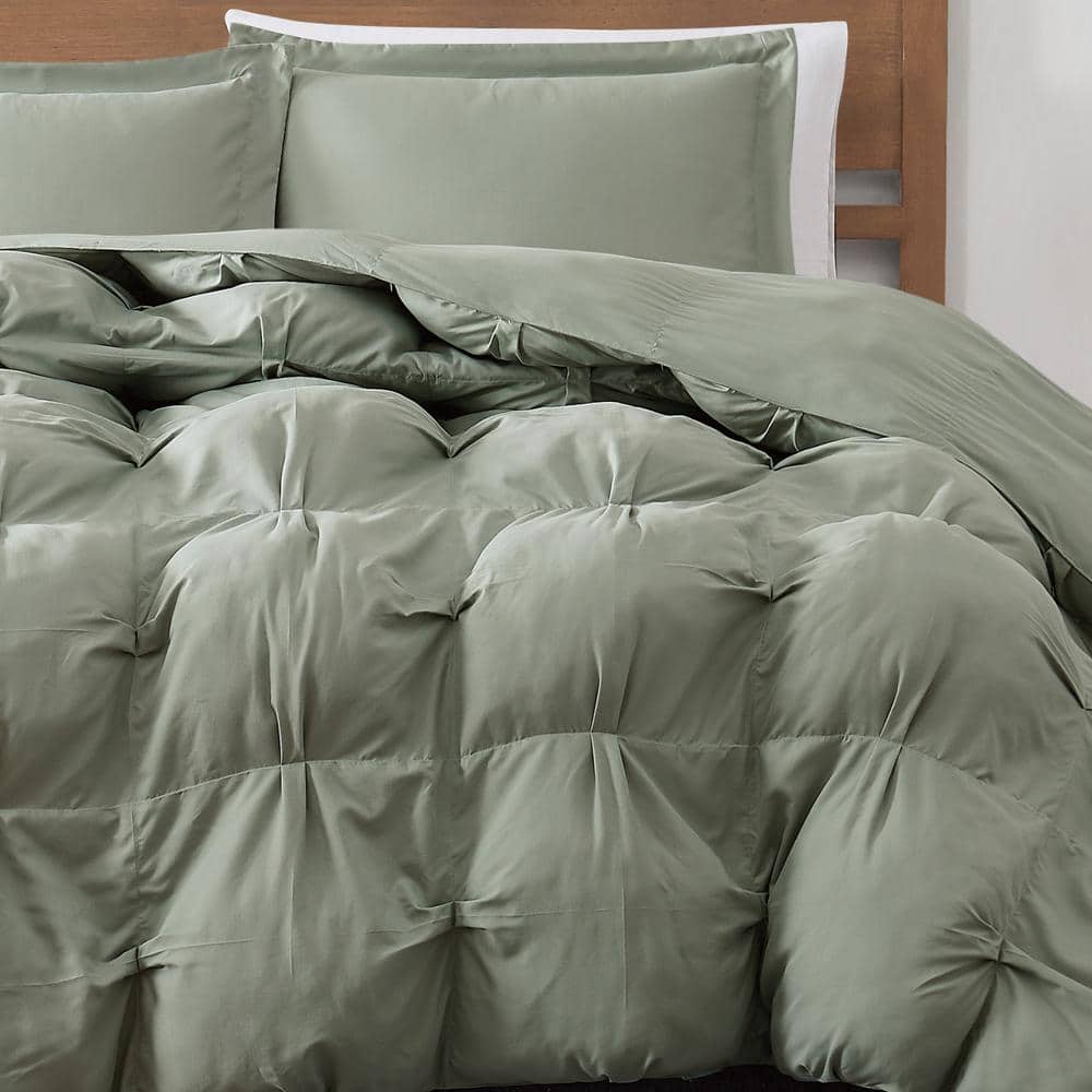 King Green Microfiber Cloud Puffer Comforter Set