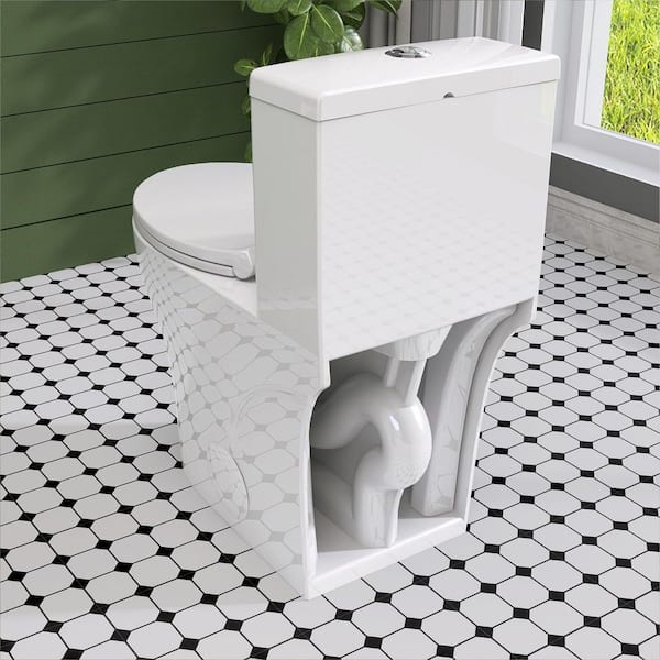 Zeafive Toa 1-Piece Dual Flush Elongated Toilet in White, 1.1/1.6