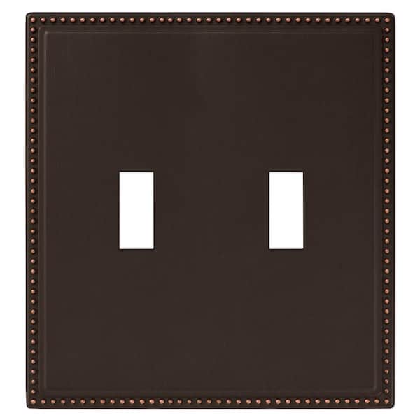 AMERELLE Perlina 2 Gang Toggle Metal Wall Plate - Aged Bronze