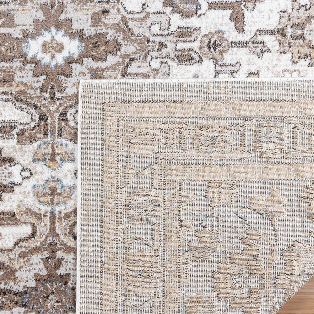 Ivory and Beige Rectangular Synthetic Area Rug, 9x13