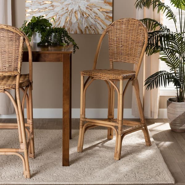 brown rattan stools