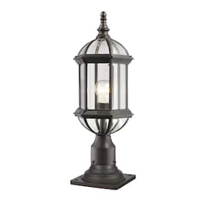 Annex 21 .5 in. 1-Light Rust Brown Aluminum Hardwired Outdoor Weather Resistant Pier Mount Light with No Bulb Included