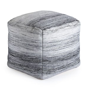 Inverness 20 in. x 20 in. x 20 in. Black and Ivory Pouf