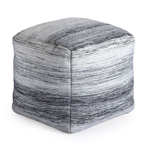 Anji Mountain Inverness 20 in. x 20 in. x 20 in. Black and Ivory Pouf