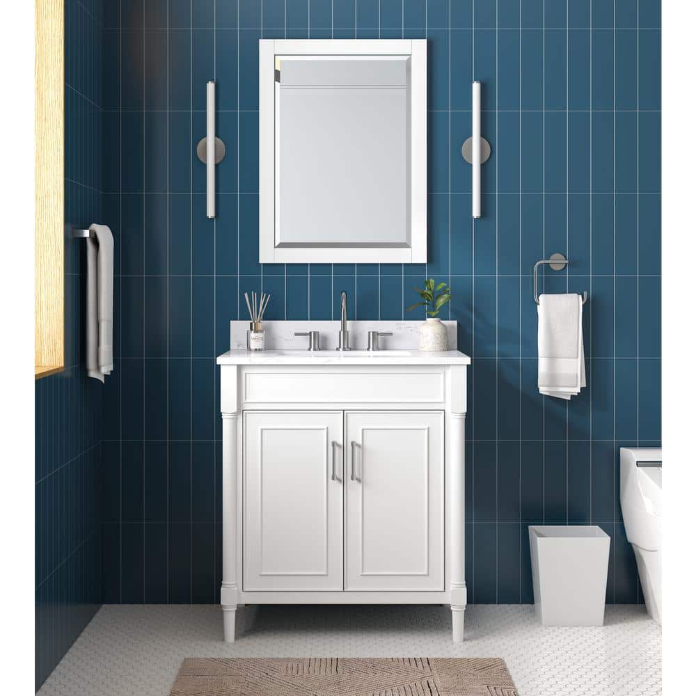 Bristol 31'' White Single Bathroom Vanity with Marble Top