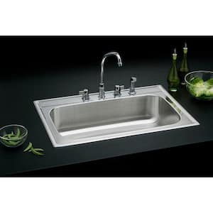 Signature 33 in. Drop-in Single Bowl 20-Gauge Satin Stainless Steel Kitchen Sink Only