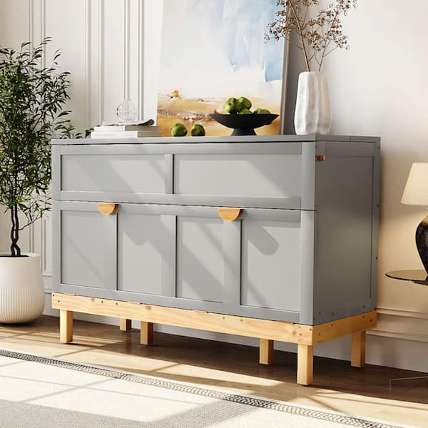 Gray Wood Frame Queen Size Murphy Bed