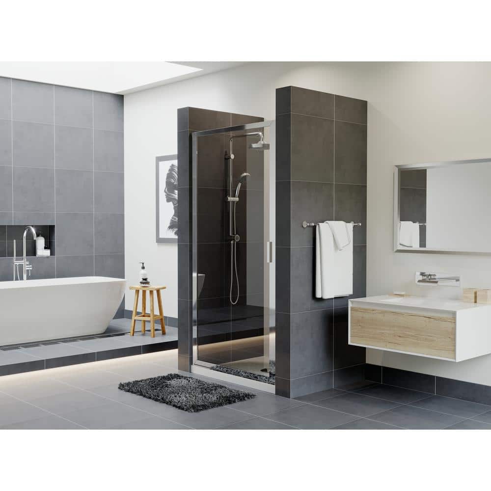 Paragon 27 in. to 27.75 in. x 70 in. Framed Continuous Hinged Shower Door in Chrome with Clear Glass price history on PriceWatchPro