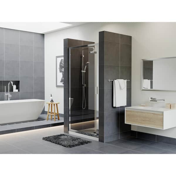Coastal Shower Doors Paragon 32 in. to 32.75 in. x 75 in. Framed Continuous Hinged Shower Door in Chrome with Clear Glass
