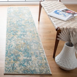 Madison Teal/Gold 2 ft. x 8 ft. Geometric Abstract Runner Rug