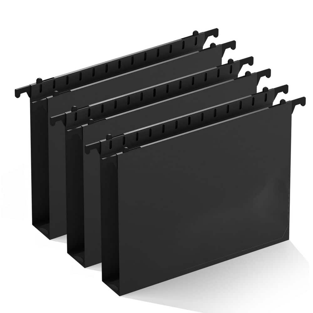12 Pack Plastic Hanging File Folder Extra Capacity Letter Size File Folders Hanging with Tab, 1 in. Hang Folders No Side