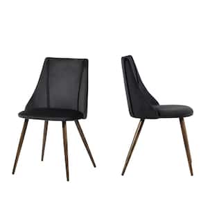 Smeg Black Velvet Upholstered Side Dining Chairs(Set of 2)