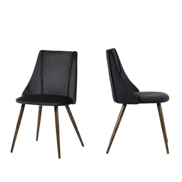 Homy Casa Smeg Black Velvet Upholstered Side Dining Chairs(Set of 2)