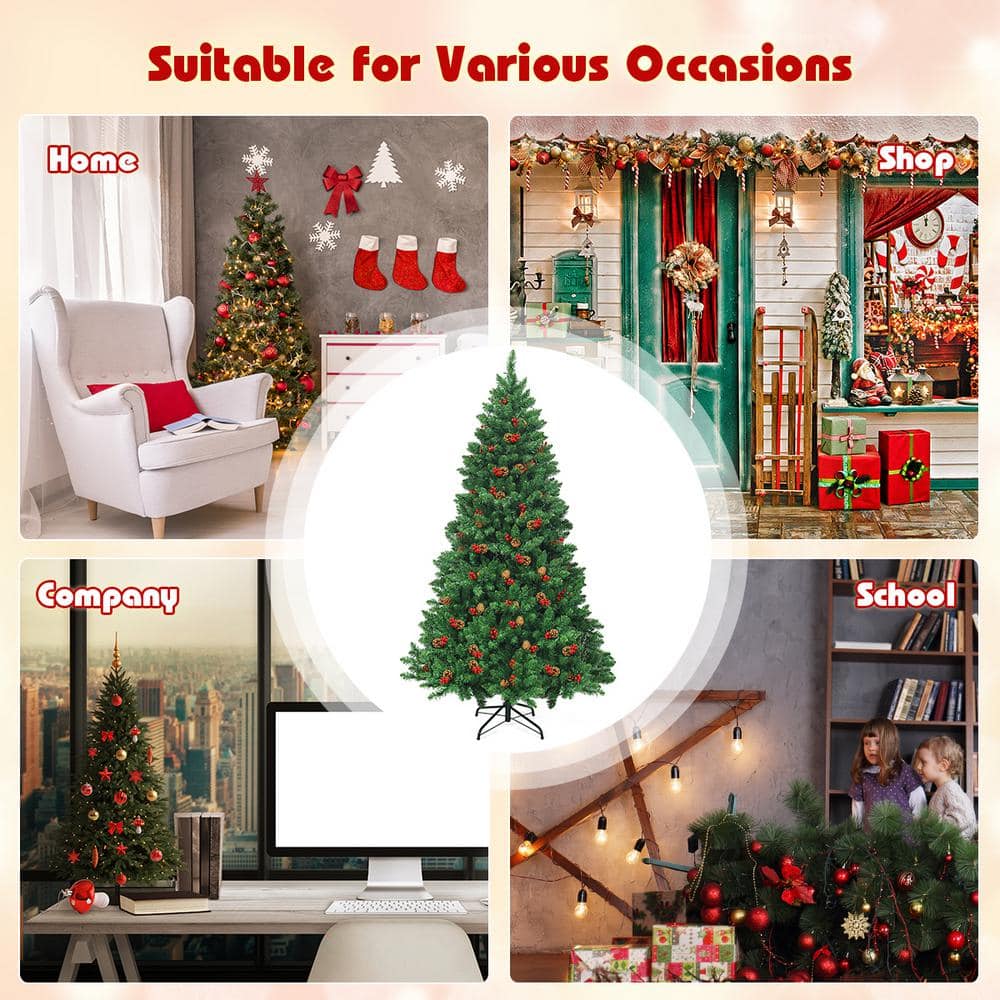 6.5 ft Pre-Lit Green Spruce Christmas Tree with LED Lights