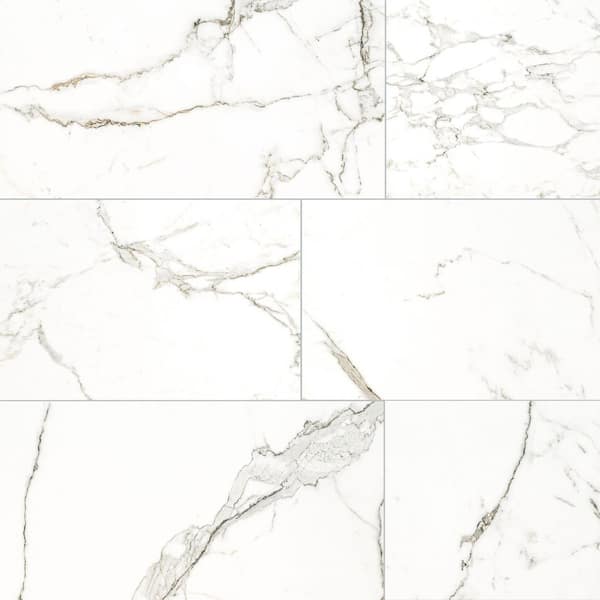 Michella Calacatta Isla 12 in. x 24 in. Polished Porcelain Marble Look Floor and Wall Tile (13.56 sq. ft./Case)