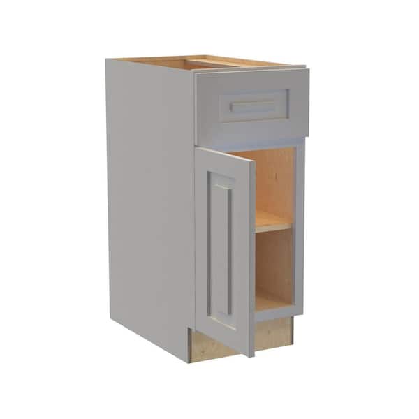 Home Decorators Collection Grayson 12 in. W x 24 in. D x 34.5 in. H Assembled Plywood Base Kitchen Cabinet in Pearl Gray with Soft Close LH