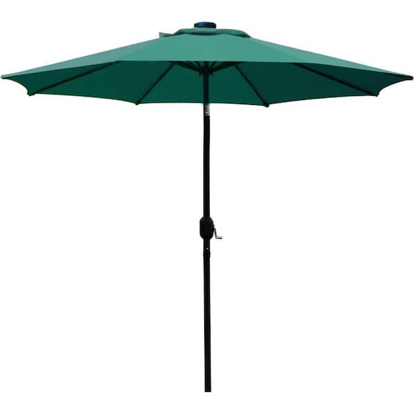 9 ft. Aluminum Cantilever Market Solar Tilt Half Patio Umbrella in Dark Green
