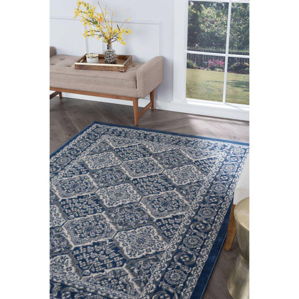 Hampton 4' x 6' Navy Synthetic Rectangular Area Rug