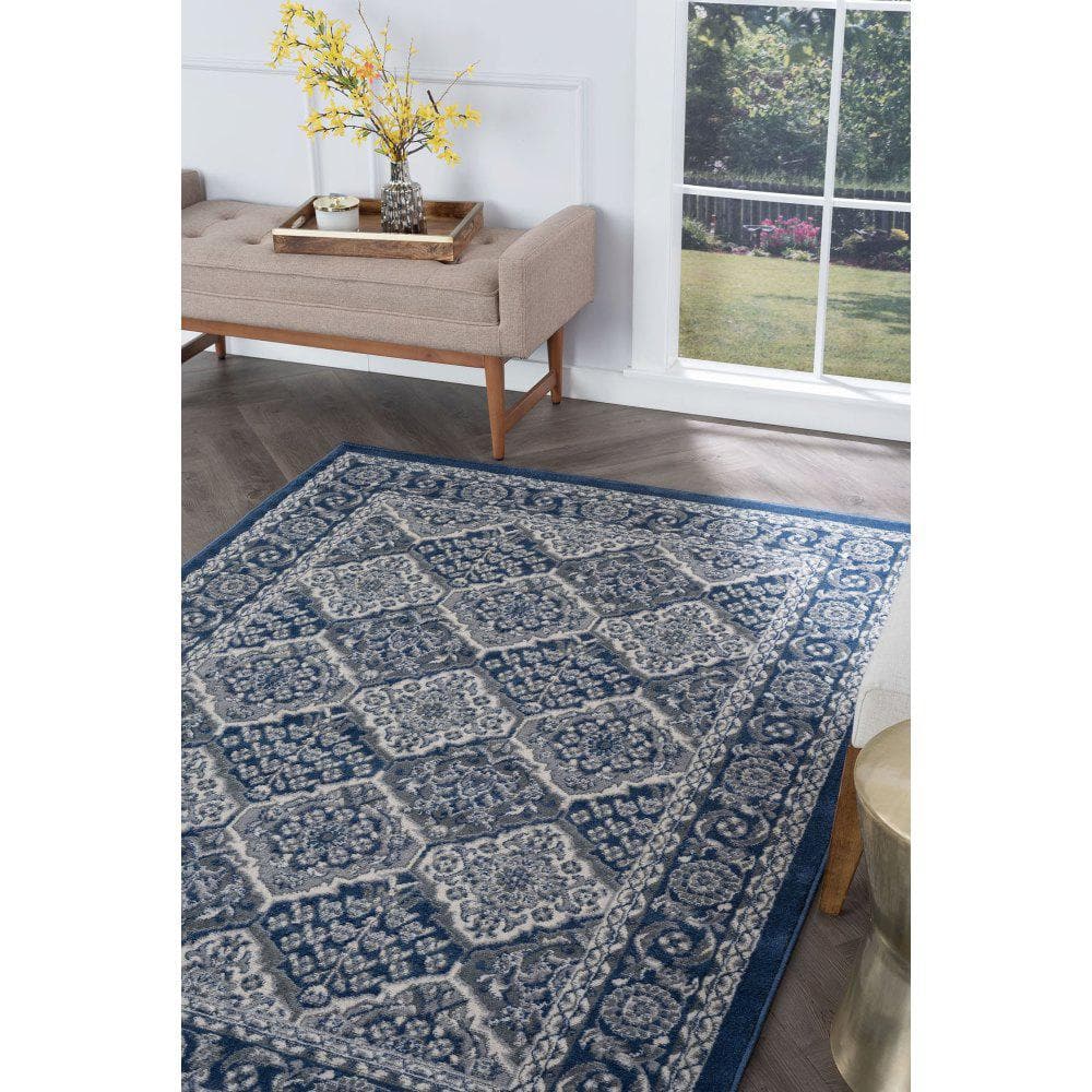 Hampton 4' x 6' Navy Synthetic Rectangular Area Rug