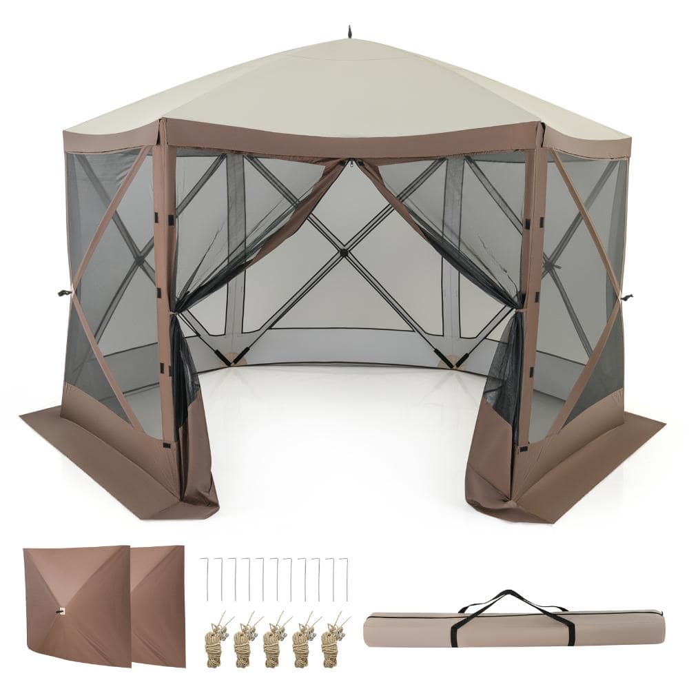 11.5 ft. L x 11.5 ft. W Oxford Fabric and Fiber Pole Patio Gazebo with Netting Curtains price history on PriceWatchPro